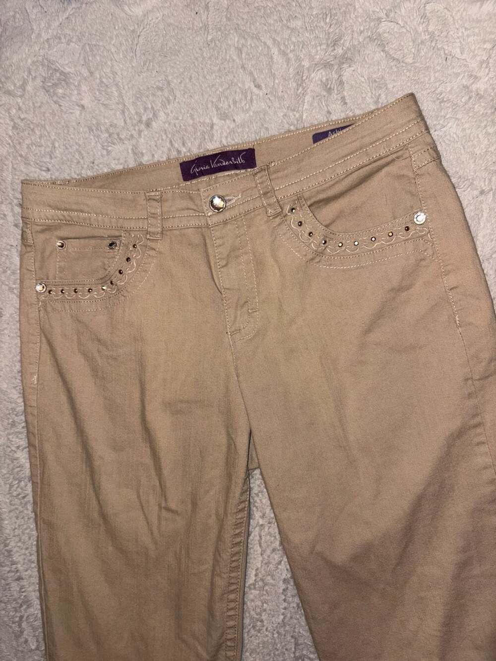Gloria Vanderbilt Ashley Tan Embellished Capris